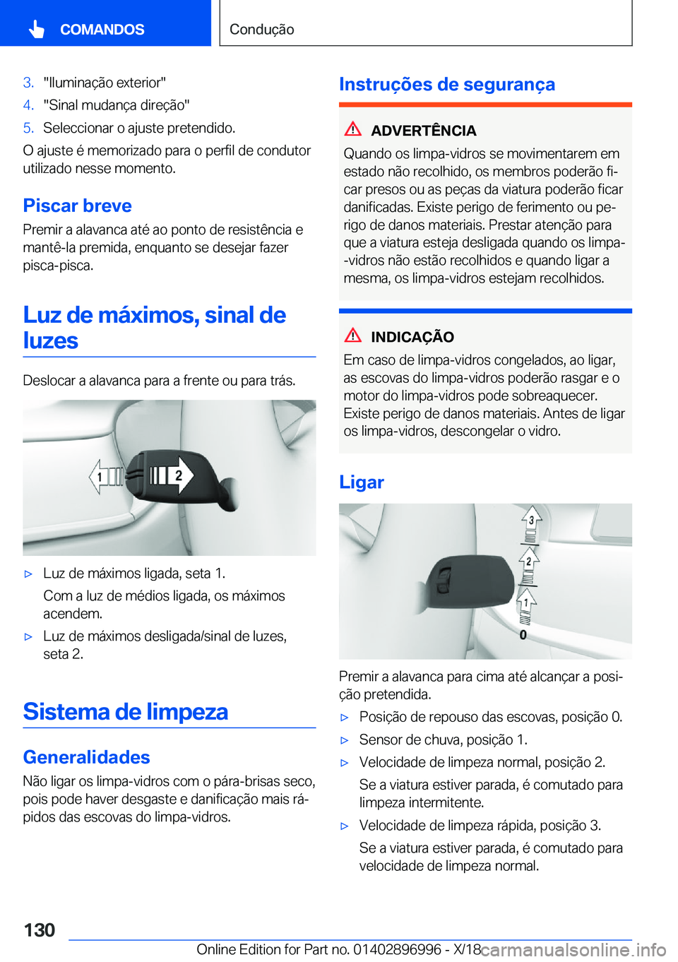BMW Z4 2019  Manual do condutor (in Portuguese) �3�.��I�l�u�m�i�n�a�