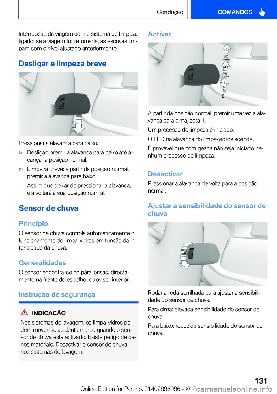 BMW Z4 2019  Manual do condutor (in Portuguese) �I�n�t�e�r�r�u�p�