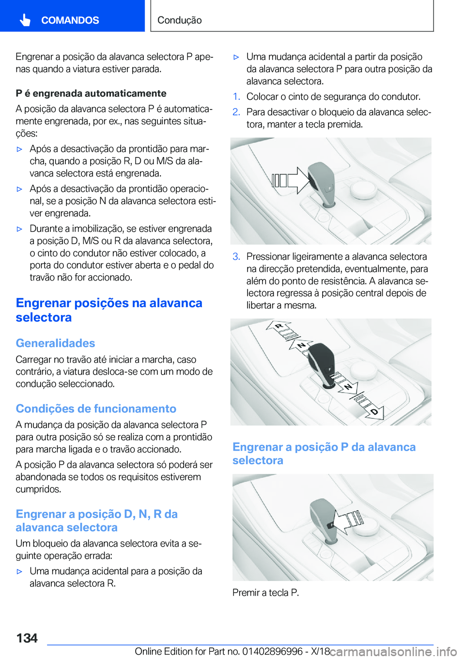 BMW Z4 2019  Manual do condutor (in Portuguese) �E�n�g�r�e�n�a�r��a��p�o�s�i�