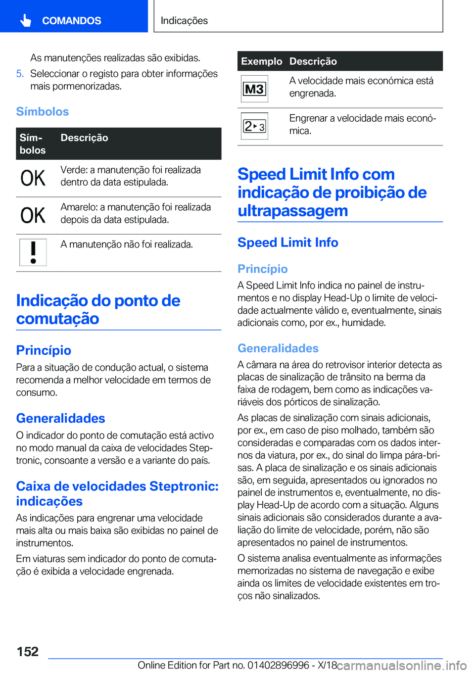 BMW Z4 2019  Manual do condutor (in Portuguese) �A�s��m�a�n�u�t�e�n�