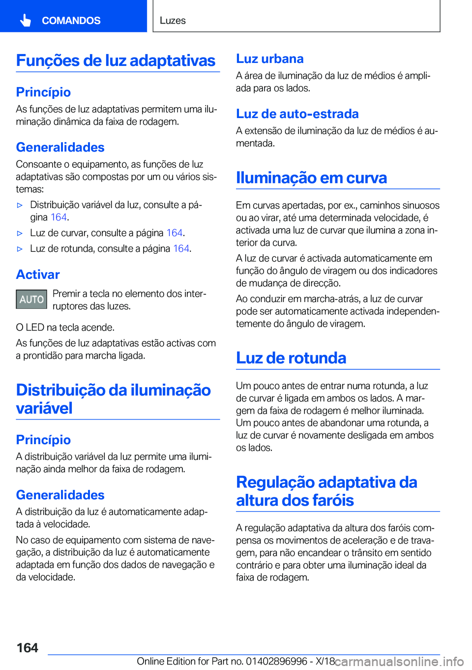 BMW Z4 2019  Manual do condutor (in Portuguese) �F�u�n�