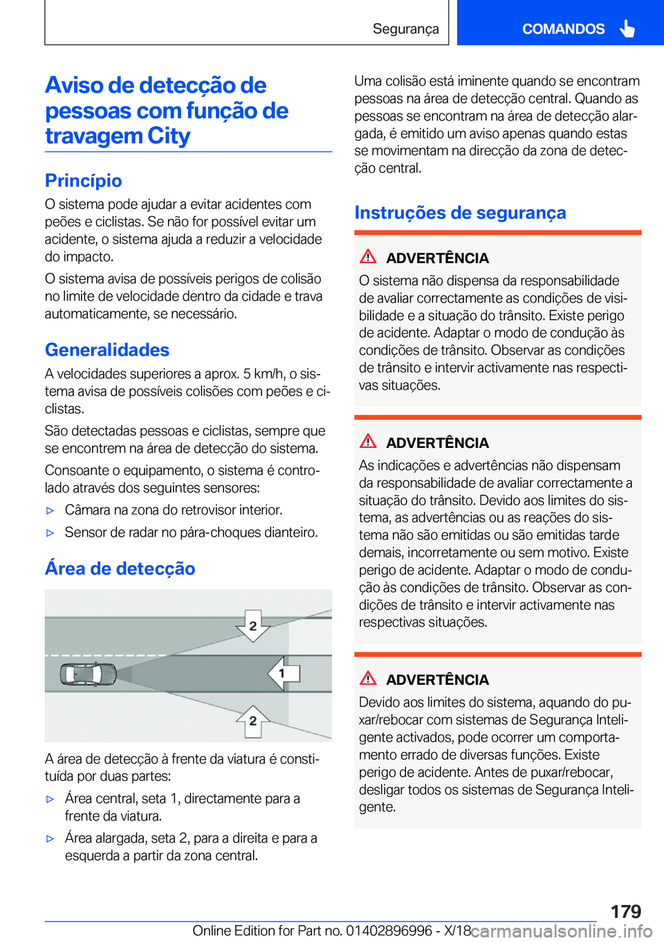 BMW Z4 2019  Manual do condutor (in Portuguese) �A�v�i�s�o��d�e��d�e�t�e�c�