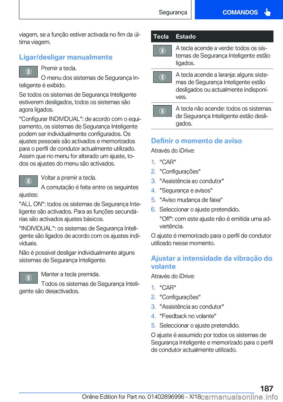 BMW Z4 2019  Manual do condutor (in Portuguese) �v�i�a�g�e�m�,��s�e��a��f�u�n�