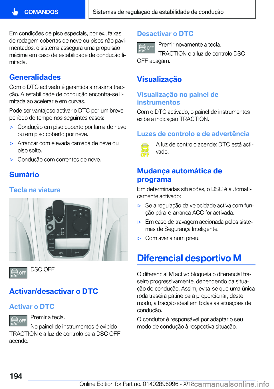 BMW Z4 2019  Manual do condutor (in Portuguese) �E�m��c�o�n�d�i�