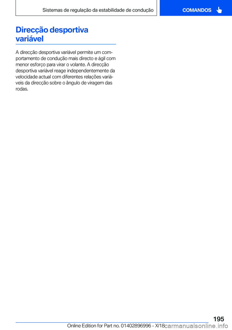 BMW Z4 2019  Manual do condutor (in Portuguese) �D�i�r�e�c�