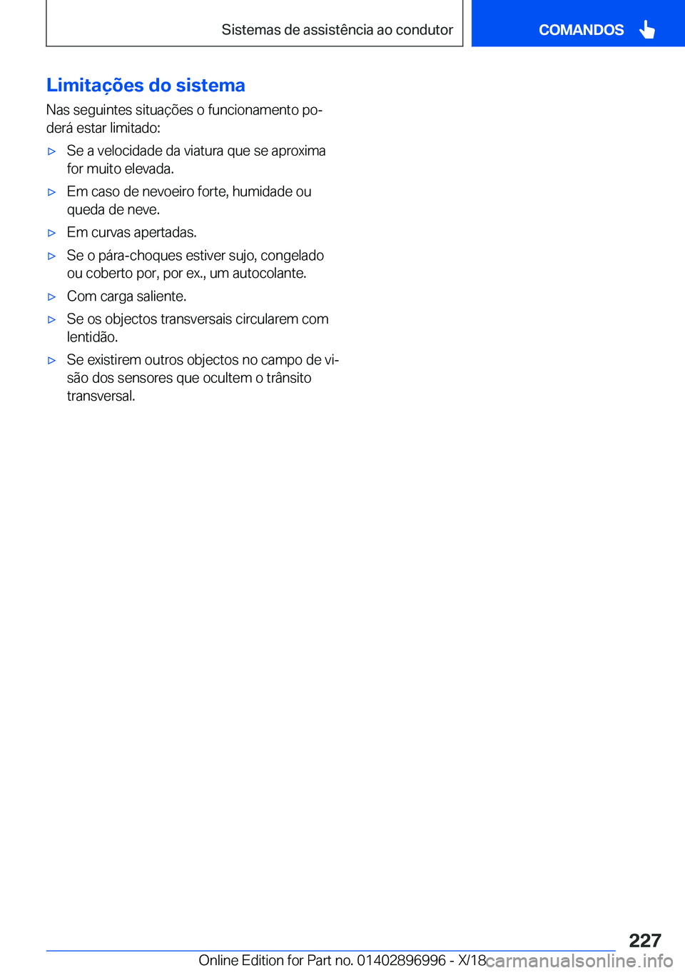 BMW Z4 2019  Manual do condutor (in Portuguese) �L�i�m�i�t�a�