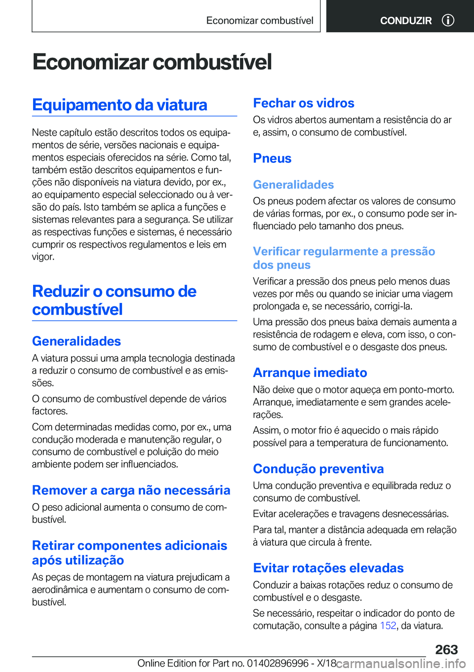 BMW Z4 2019  Manual do condutor (in Portuguese) �E�c�o�n�o�m�i�z�a�r��c�o�m�b�u�s�t�