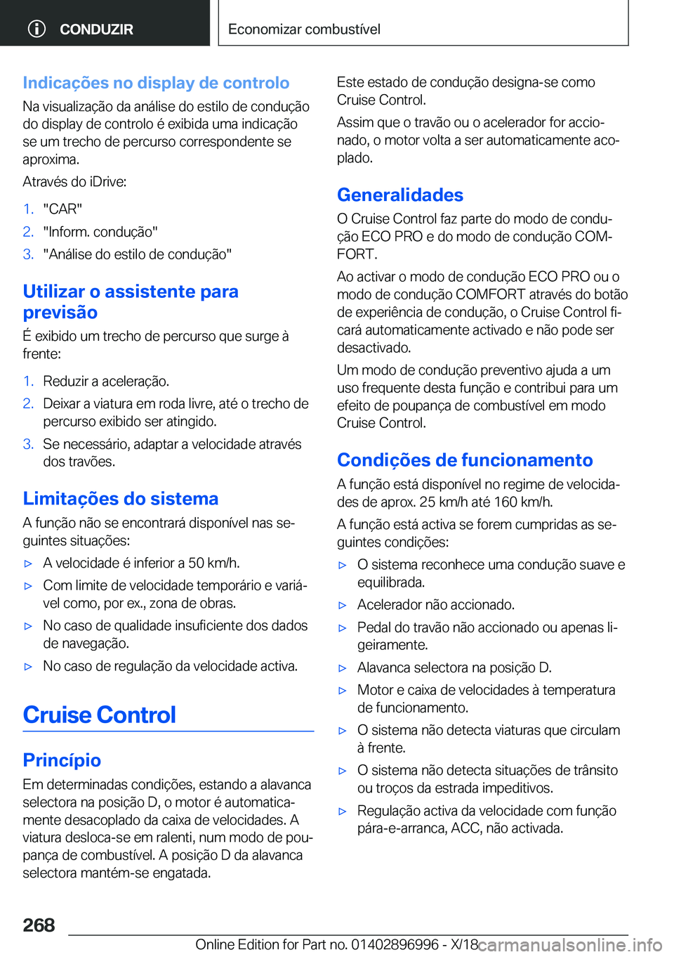 BMW Z4 2019  Manual do condutor (in Portuguese) �I�n�d�i�c�a�