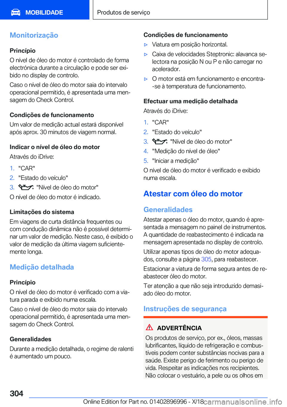BMW Z4 2019  Manual do condutor (in Portuguese) �M�o�n�i�t�o�r�i�z�a�