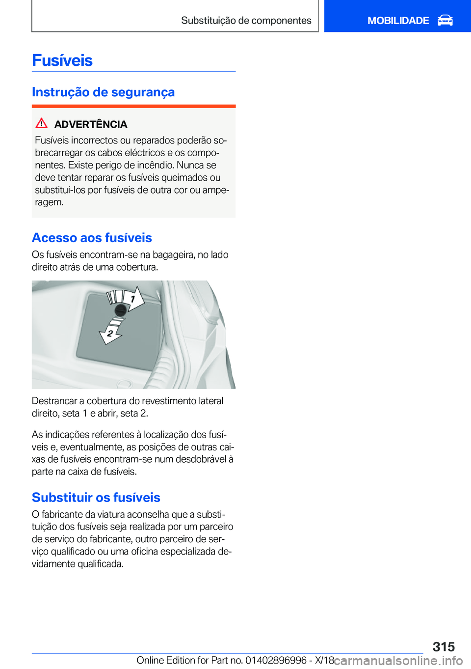 BMW Z4 2019  Manual do condutor (in Portuguese) �F�u�s�