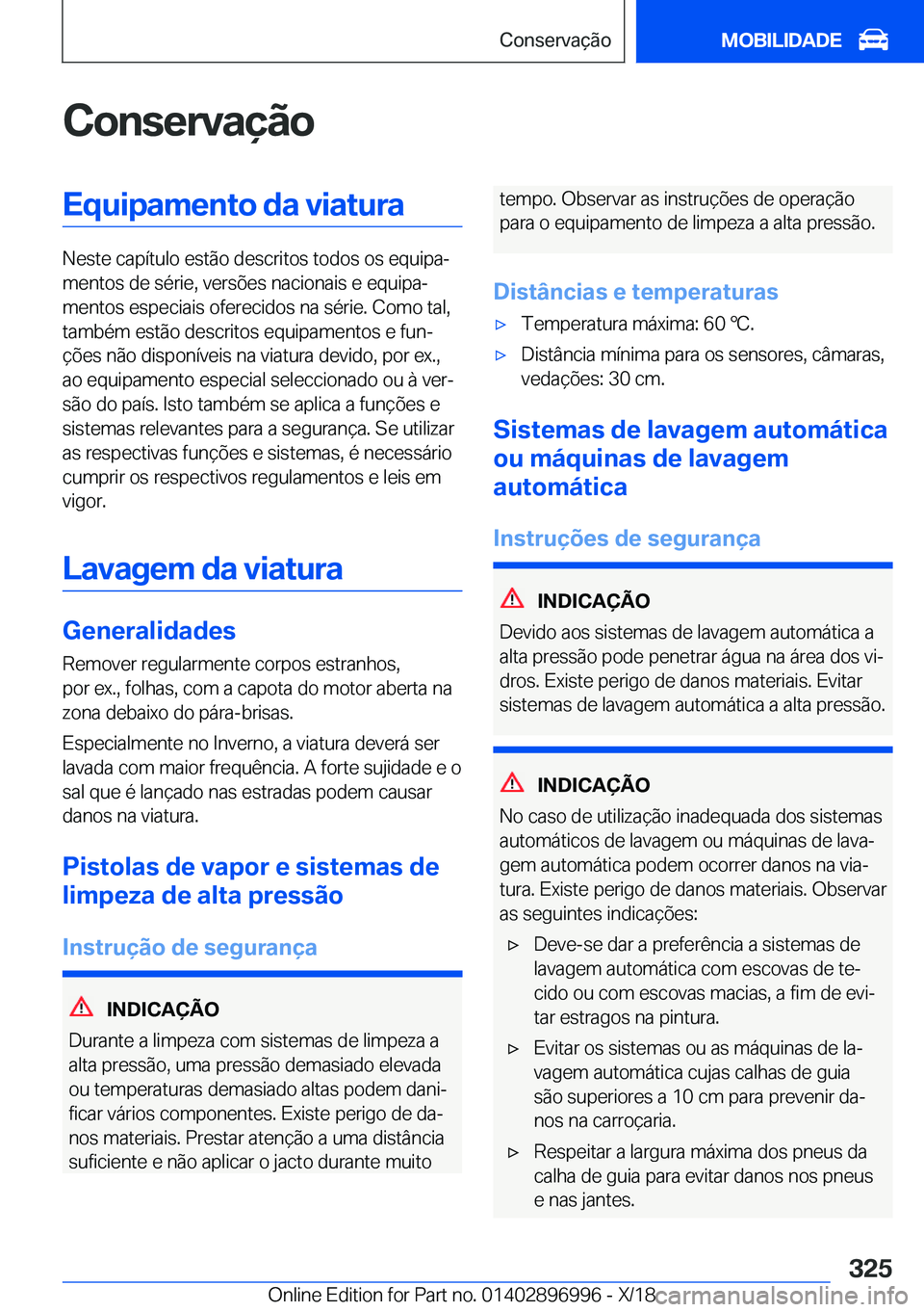 BMW Z4 2019  Manual do condutor (in Portuguese) �C�o�n�s�e�r�v�a�