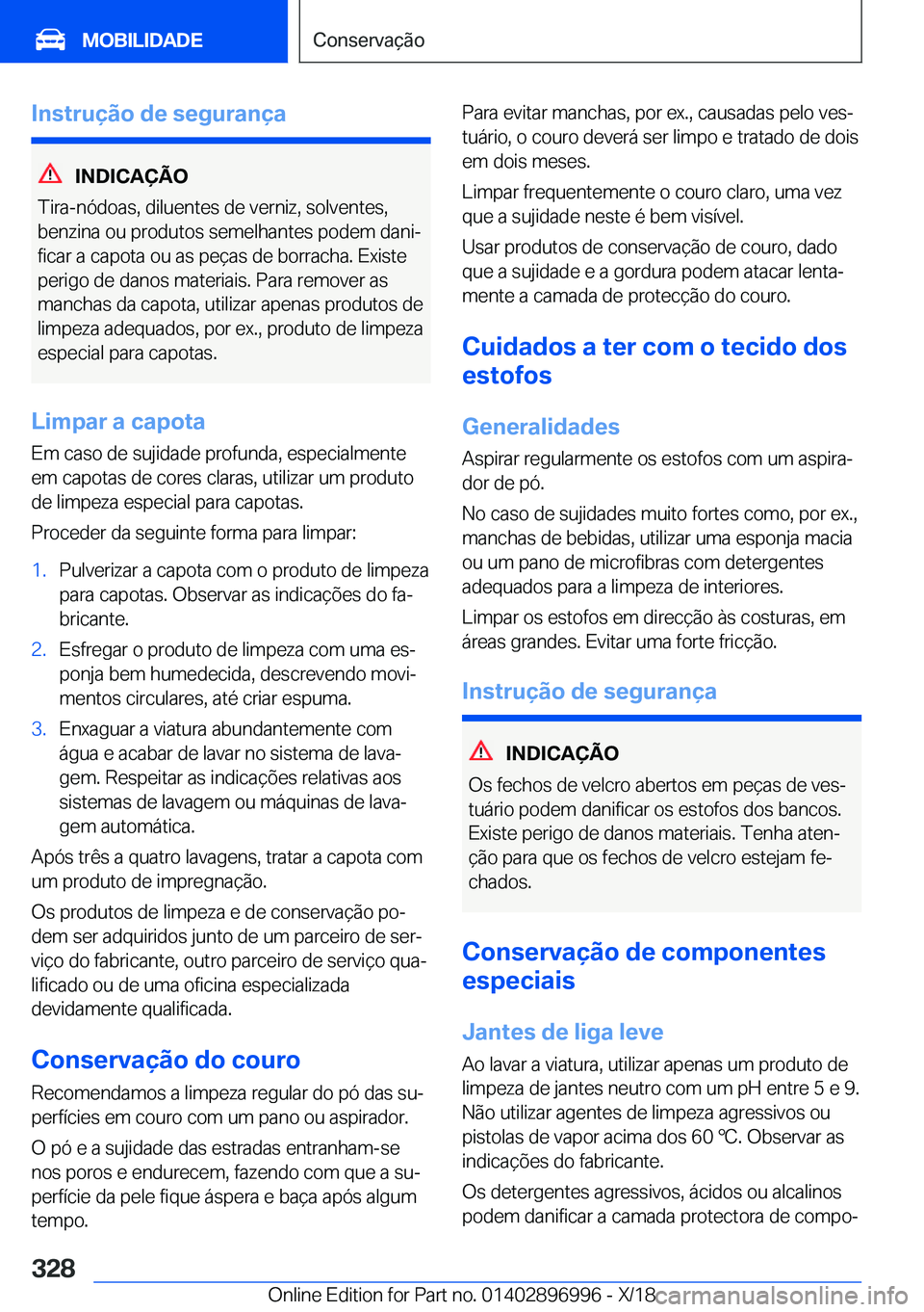 BMW Z4 2019  Manual do condutor (in Portuguese) �I�n�s�t�r�u�