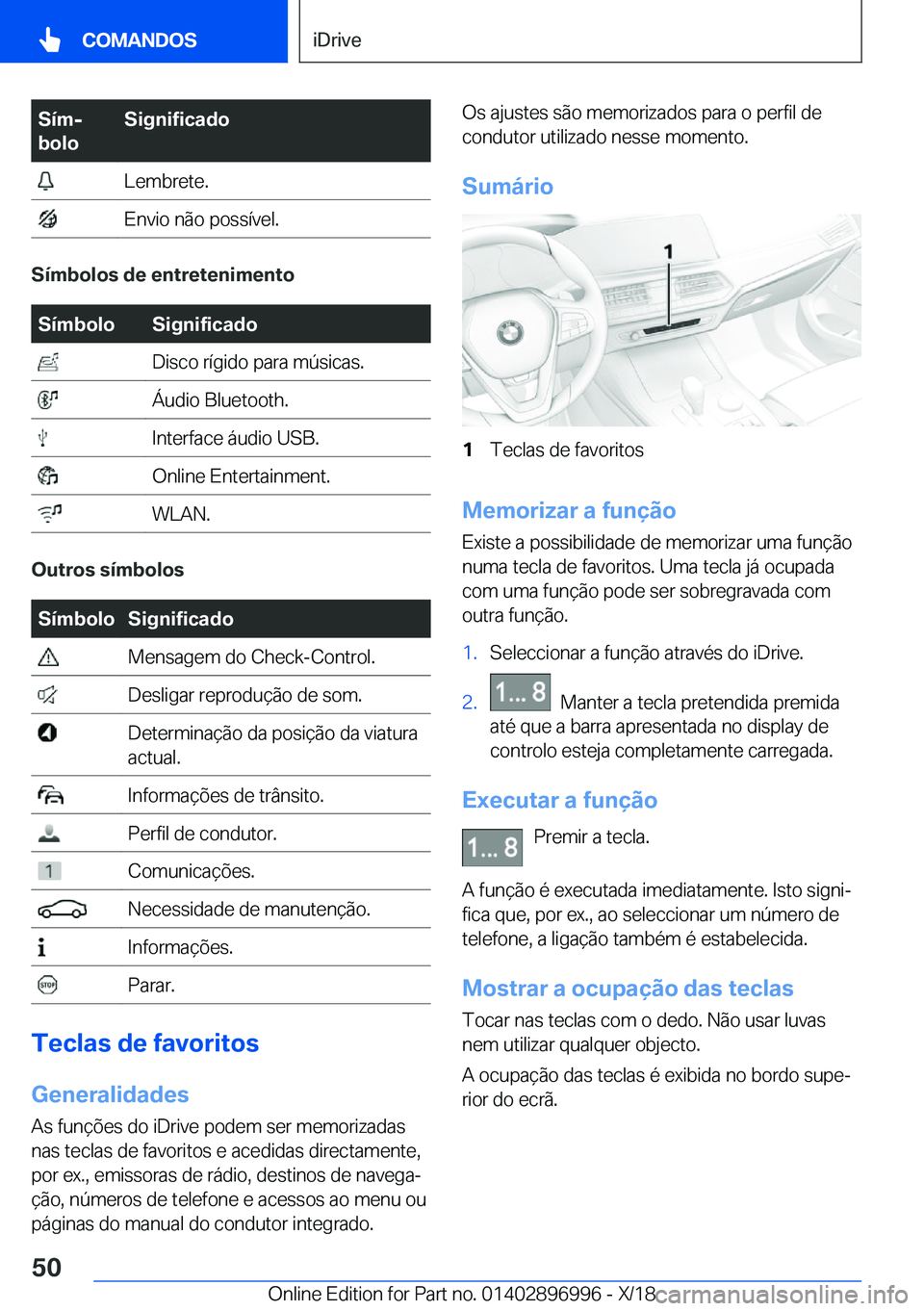 BMW Z4 2019  Manual do condutor (in Portuguese) �S�