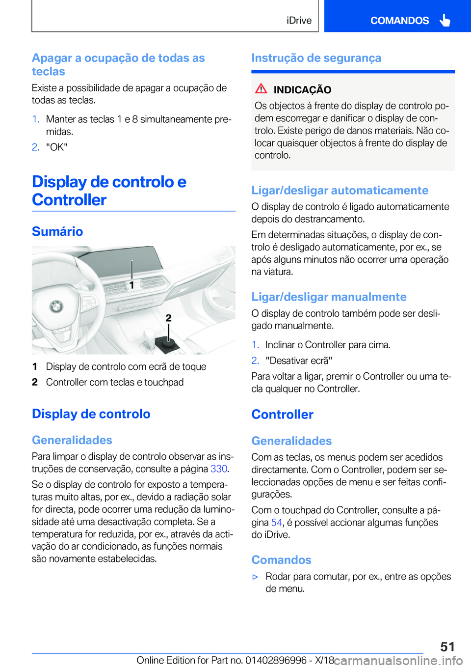 BMW Z4 2019  Manual do condutor (in Portuguese) �A�p�a�g�a�r��a��o�c�u�p�a�