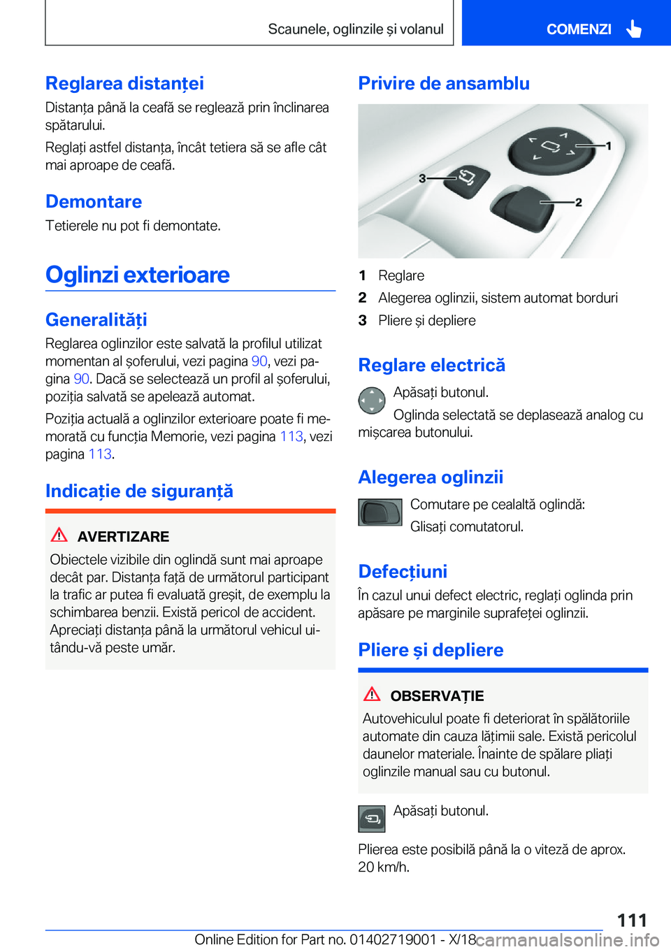 BMW Z4 2019  Ghiduri De Utilizare (in Romanian) �R�e�g�l�a�r�e�a��d�i�s�t�a�n�e�i
�D�i�s�t�a�n*�a��p�