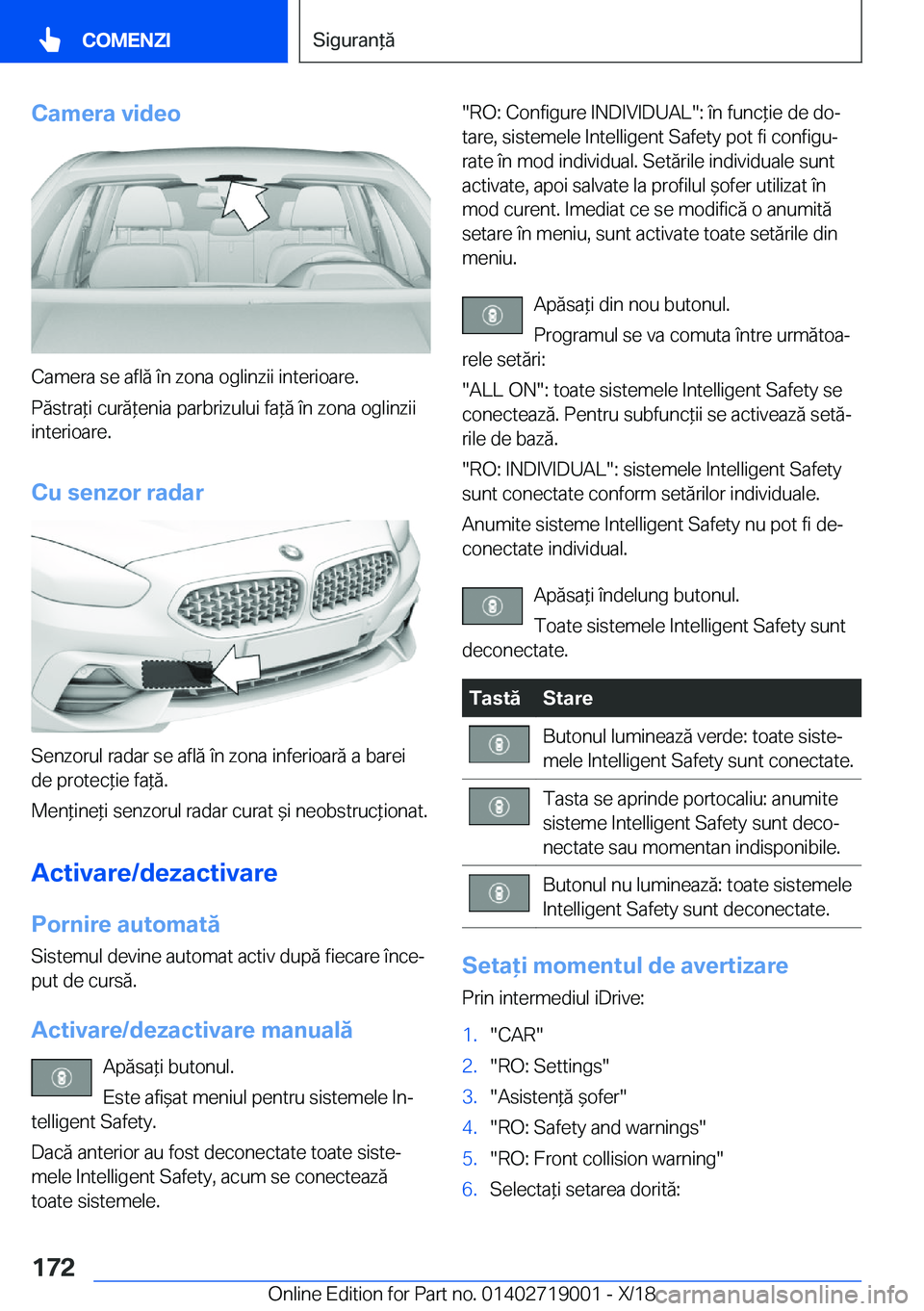 BMW Z4 2019  Ghiduri De Utilizare (in Romanian) �C�a�m�e�r�a��v�i�d�e�o
�C�a�m�e�r�a��s�e��a�f�l�