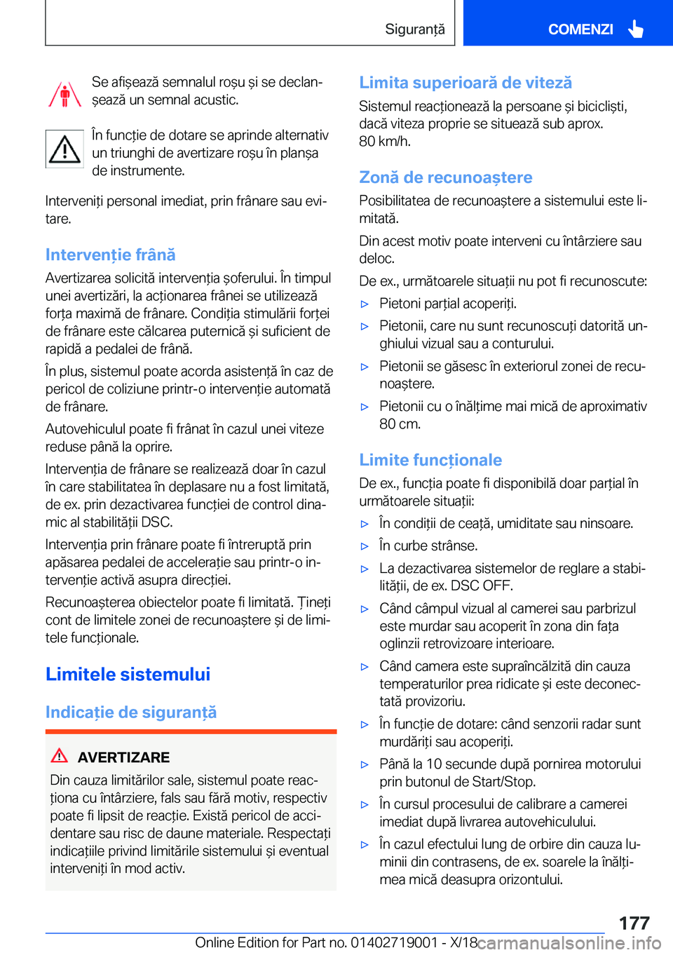 BMW Z4 2019  Ghiduri De Utilizare (in Romanian) �S�e��a�f�i&�e�a�z�
