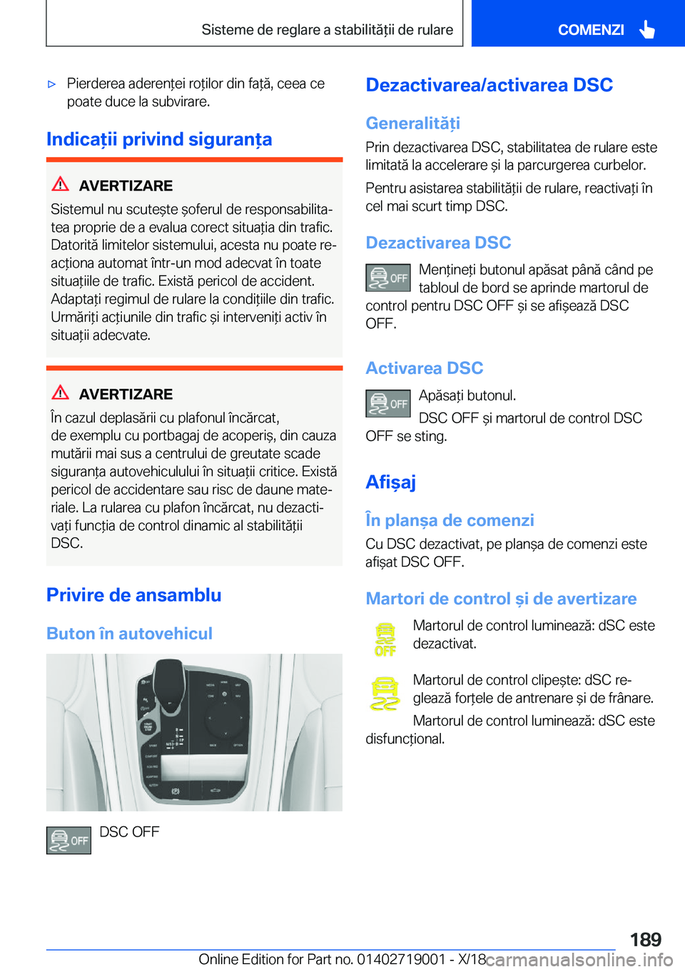 BMW Z4 2019  Ghiduri De Utilizare (in Romanian) 'x�P�i�e�r�d�e�r�e�a��a�d�e�r�e�n*�e�i��r�o*�i�l�o�r��d�i�n��f�a*�