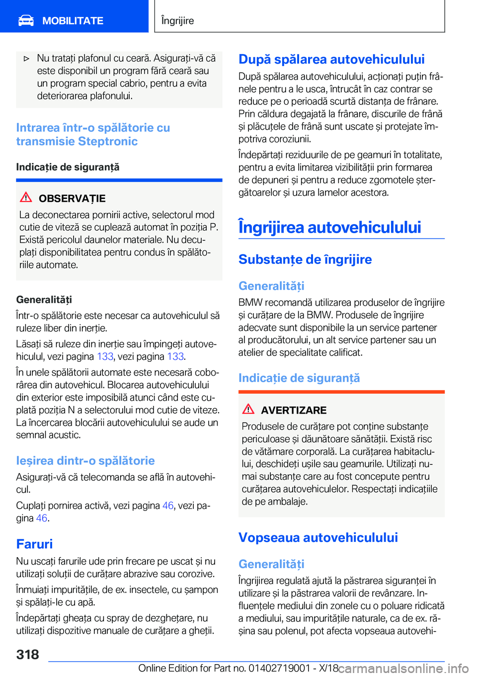 BMW Z4 2019  Ghiduri De Utilizare (in Romanian) 'x�N�u��t�r�a�t�a*�i��p�l�a�f�o�n�u�l��c�u��c�e�a�r�