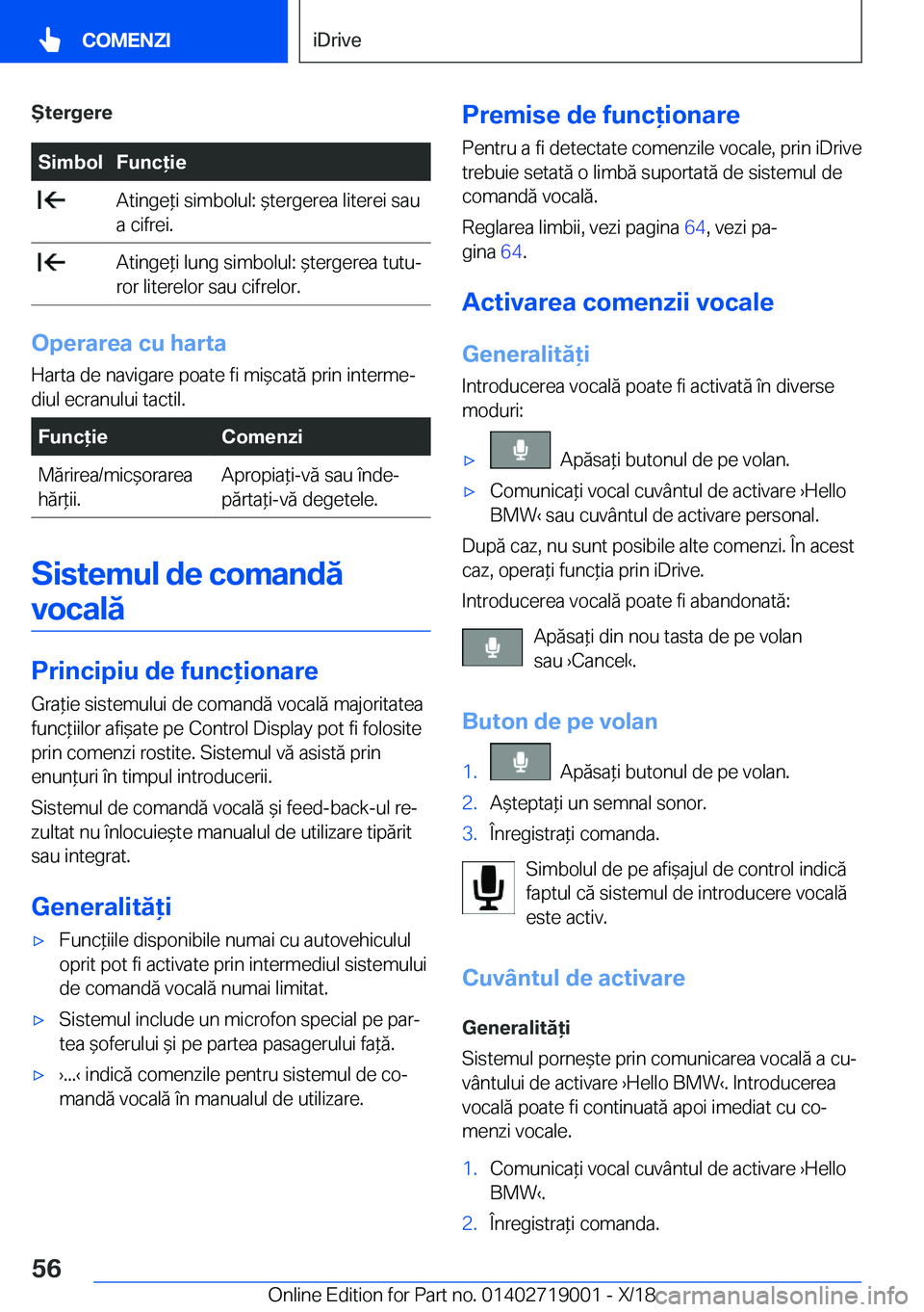 BMW Z4 2019  Ghiduri De Utilizare (in Romanian) �t�e�r�g�e�r�e�S�i�m�b�o�l�F�u�n�c�i�e��A�t�i�n�g�e*�i��s�i�m�b�o�l�u�l�:�&�t�e�r�g�e�r�e�a��l�i�t�e�r�e�i��s�a�u
�a��c�i�f�r�e�i�.��A�t�i�n�g�e*�i��l�u�n�g��s�i�m�b�o�l�u�l�:�&�t�e�