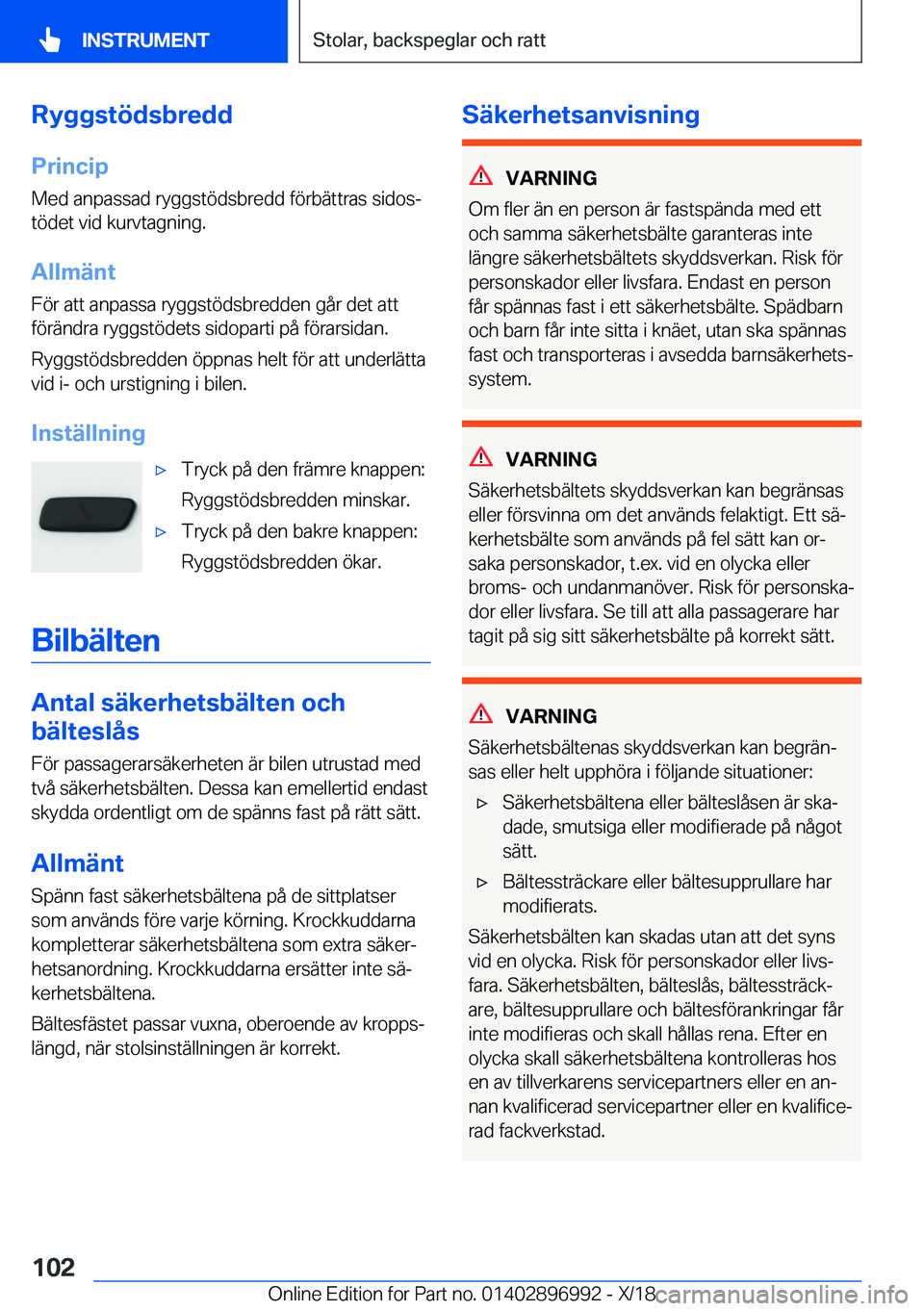 BMW Z4 2019  InstruktionsbÖcker (in Swedish) �R�y�g�g�s�t�
