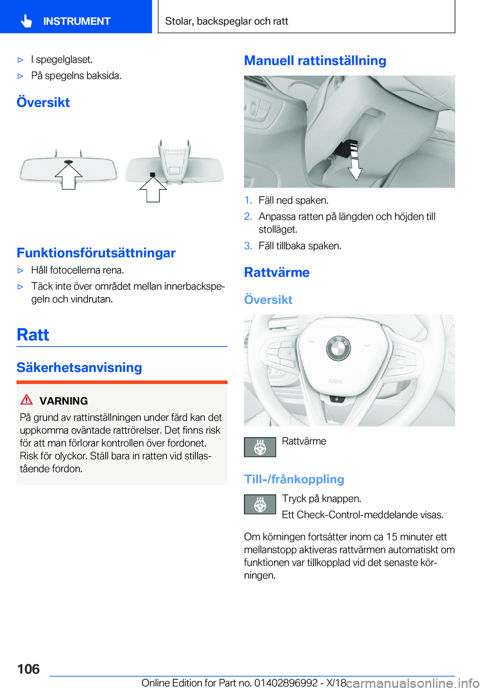 BMW Z4 2019  InstruktionsbÖcker (in Swedish) x�I��s�p�e�g�e�l�g�l�a�s�e�t�.x�P�å��s�p�e�g�e�l�n�s��b�a�k�s�i�d�a�.
�