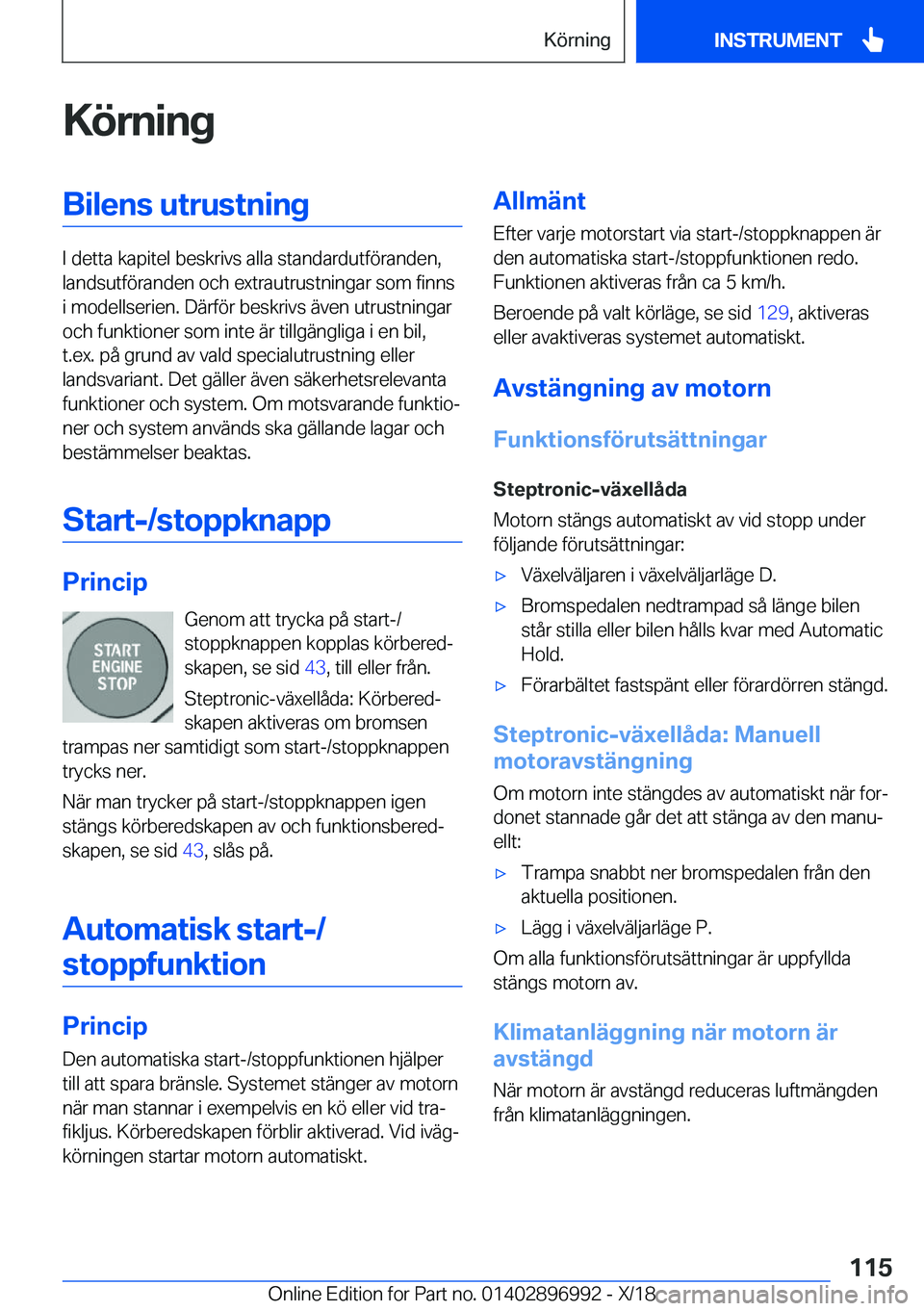 BMW Z4 2019  InstruktionsbÖcker (in Swedish) �K�