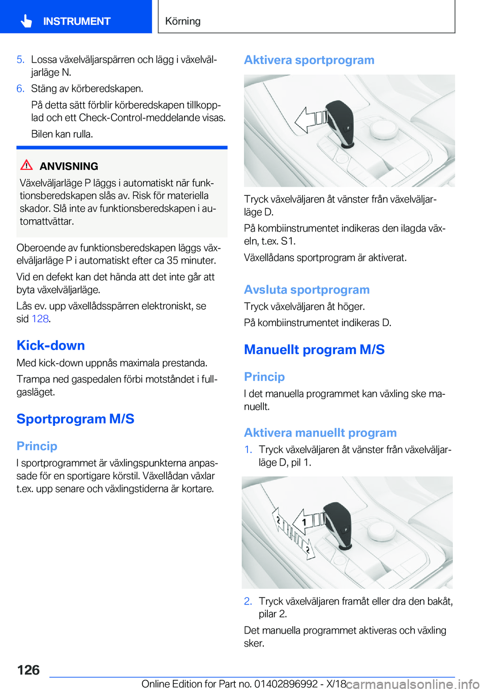 BMW Z4 2019  InstruktionsbÖcker (in Swedish) �5�.�L�o�s�s�a��v�ä�x�e�l�v�ä�l�j�a�r�s�p�ä�r�r�e�n��o�c�h��l�ä�g�g��i��v�ä�x�e�l�v�ä�lj�j�a�r�l�ä�g�e��N�.�6�.�S�t�ä�n�g��a�v��k�