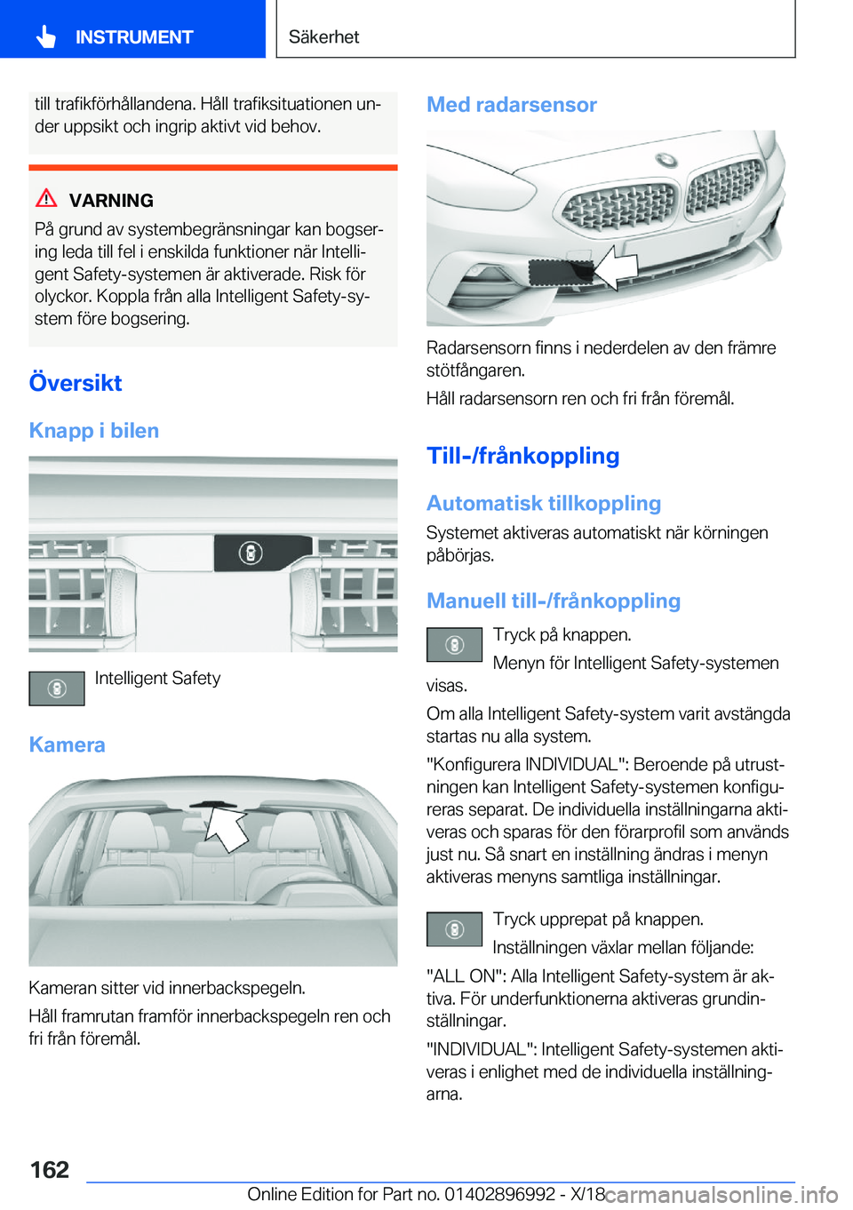 BMW Z4 2019  InstruktionsbÖcker (in Swedish) �t�i�l�l��t�r�a�f�i�k�f�