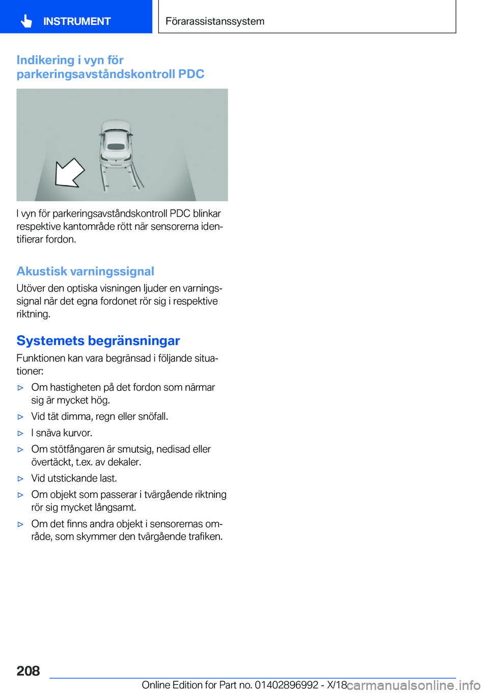 BMW Z4 2019  InstruktionsbÖcker (in Swedish) �I�n�d�i�k�e�r�i�n�g��i��v�y�n��f�