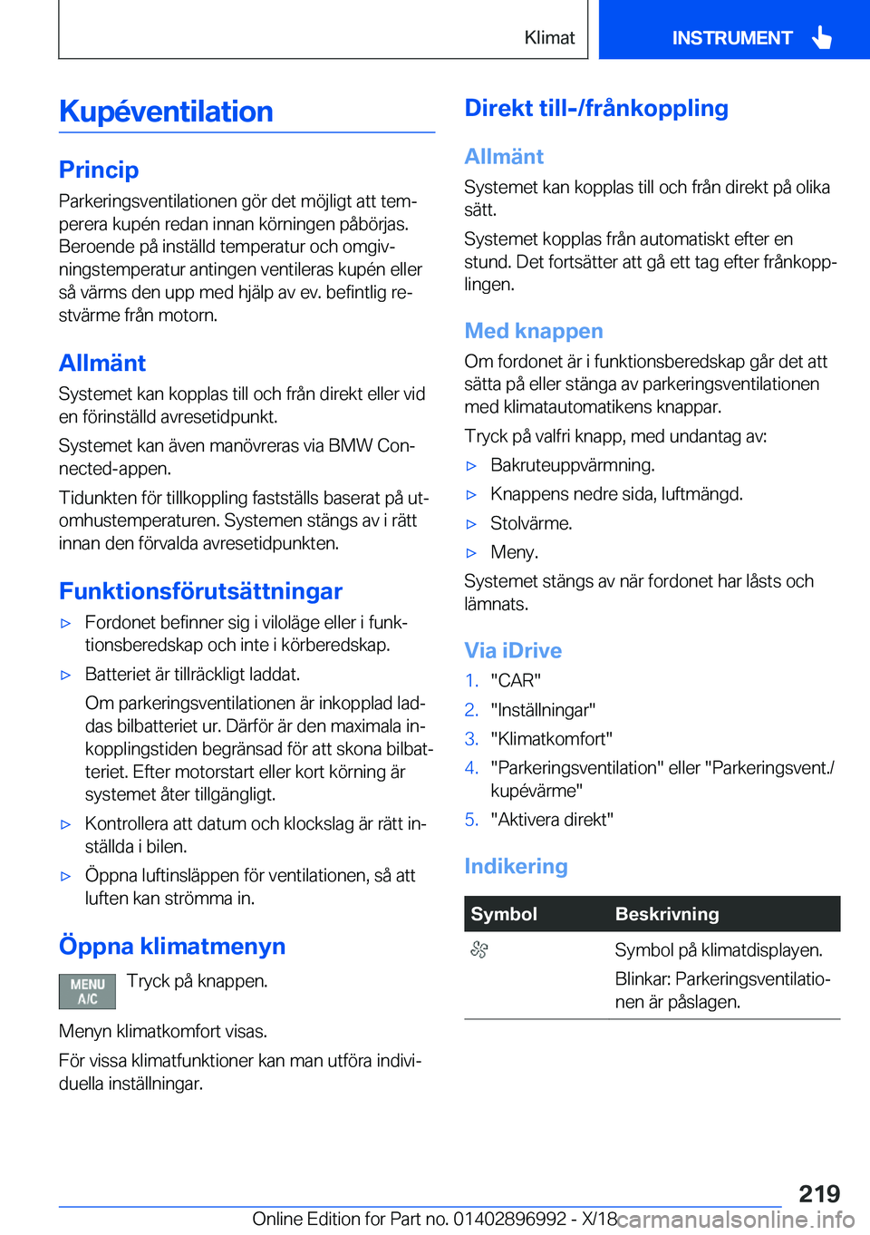 BMW Z4 2019  InstruktionsbÖcker (in Swedish) �K�u�p�