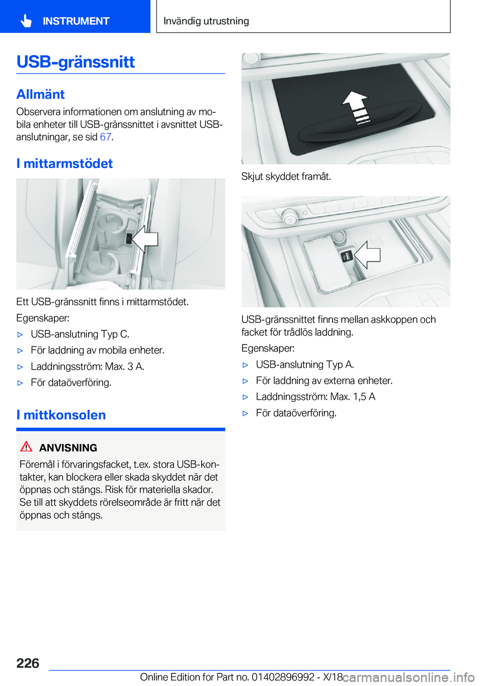 BMW Z4 2019  InstruktionsbÖcker (in Swedish) �U�S�B�-�g�r�ä�n�s�s�n�i�t�t
�A�l�l�m�ä�n�t�O�b�s�e�r�v�e�r�a��i�n�f�o�r�m�a�t�i�o�n�e�n��o�m��a�n�s�l�u�t�n�i�n�g��a�v��m�oj
�b�i�l�a��e�n�h�e�t�e�r��t�i�l�l��U�S�B�-�g�r�ä�n�s�s�n�i�t�t�