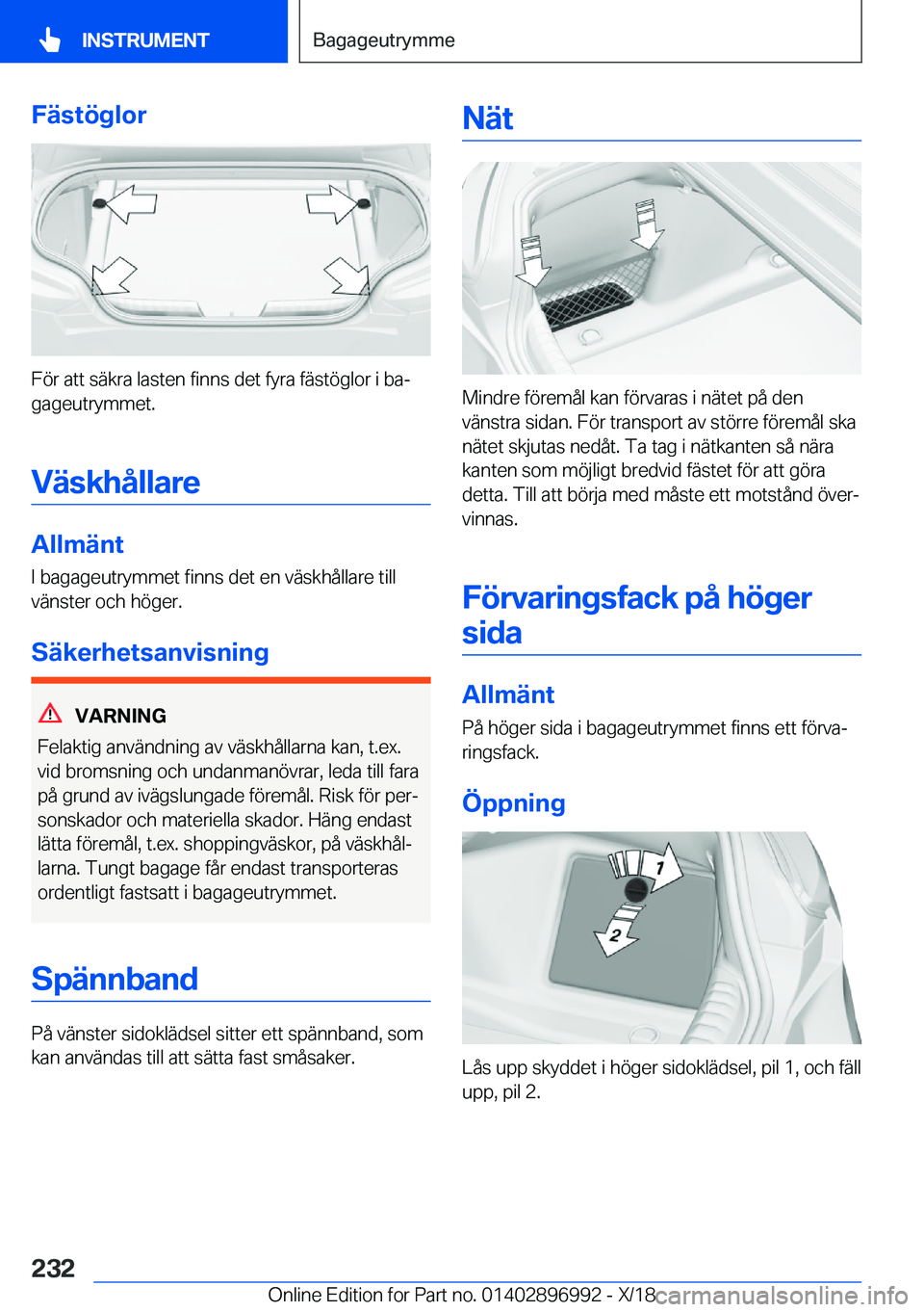 BMW Z4 2019  InstruktionsbÖcker (in Swedish) �F�ä�s�t�
