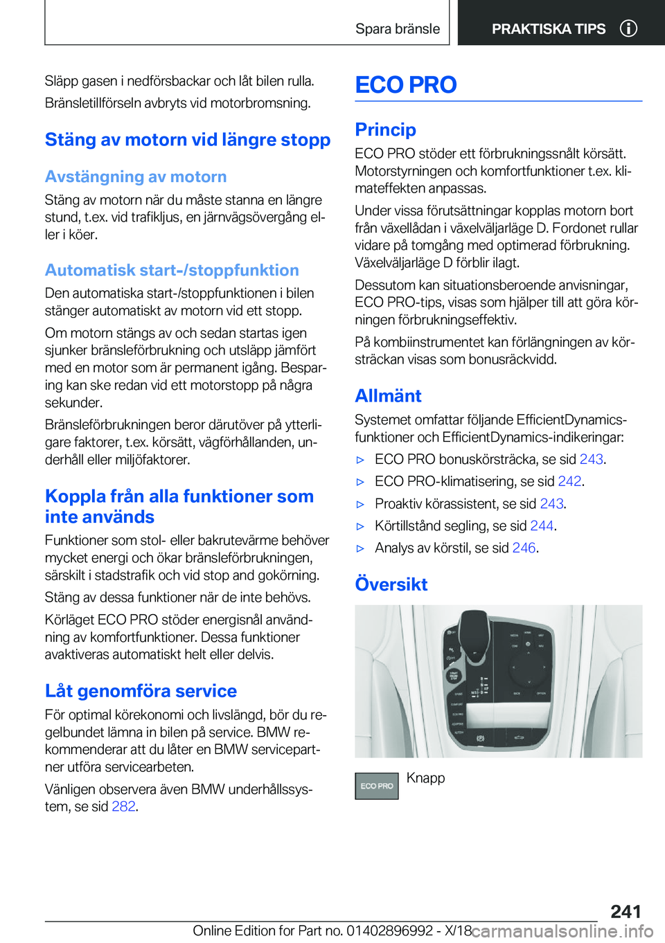 BMW Z4 2019  InstruktionsbÖcker (in Swedish) �S�l�ä�p�p��g�a�s�e�n��i��n�e�d�f�