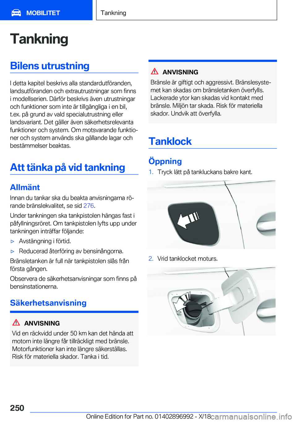 BMW Z4 2019  InstruktionsbÖcker (in Swedish) �T�a�n�k�n�i�n�g�B�i�l�e�n�s��u�t�r�u�s�t�n�i�n�g
�I��d�e�t�t�a��k�a�p�i�t�e�l��b�e�s�k�r�i�v�s��a�l�l�a��s�t�a�n�d�a�r�d�u�t�f�