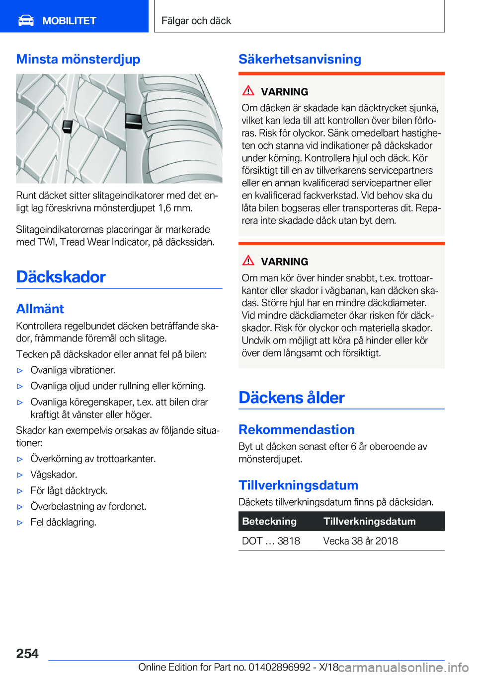 BMW Z4 2019  InstruktionsbÖcker (in Swedish) �M�i�n�s�t�a��m�