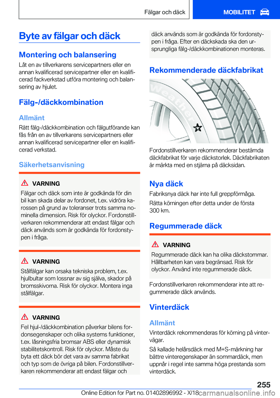 BMW Z4 2019  InstruktionsbÖcker (in Swedish) �B�y�t�e��a�v��f�ä�l�g�a�r��o�c�h��d�ä�c�k
�M�o�n�t�e�r�i�n�g��o�c�h��b�a�l�a�n�s�e�r�i�n�g
�L�å�t��e�n��a�v��t�i�l�l�v�e�r�k�a�r�e�n�s��s�e�r�v�i�c�e�p�a�r�t�n�e�r�s��e�l�l�e�r��e�n �a