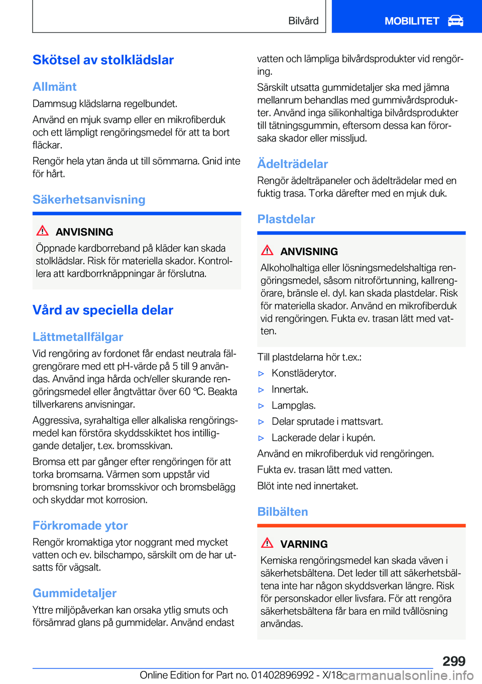 BMW Z4 2019  InstruktionsbÖcker (in Swedish) �S�k�