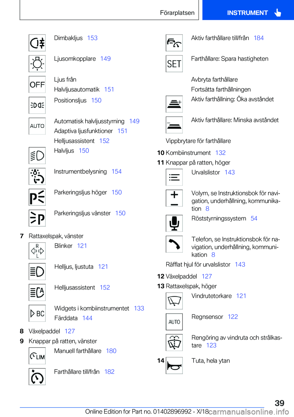 BMW Z4 2019  InstruktionsbÖcker (in Swedish) �D�i�m�b�a�k�l�j�u�s\_�1�5�3�L�j�u�s�o�m�k�o�p�p�l�a�r�e\_ �1�4�9�L�j�u�s��f�r�å�n
�H�a�l�v�l�j�u�s�a�u�t�o�m�a�t�i�k\_ �1�5�1�P�o�s�i�t�i�o�n�s�l�j�u�s\_�1�5�0�A�u�t�o�m�a�t�i�s�k��h�a�l�v