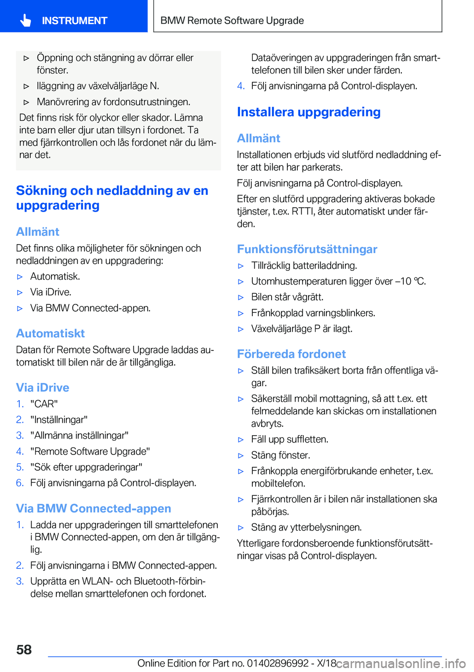 BMW Z4 2019  InstruktionsbÖcker (in Swedish) x�