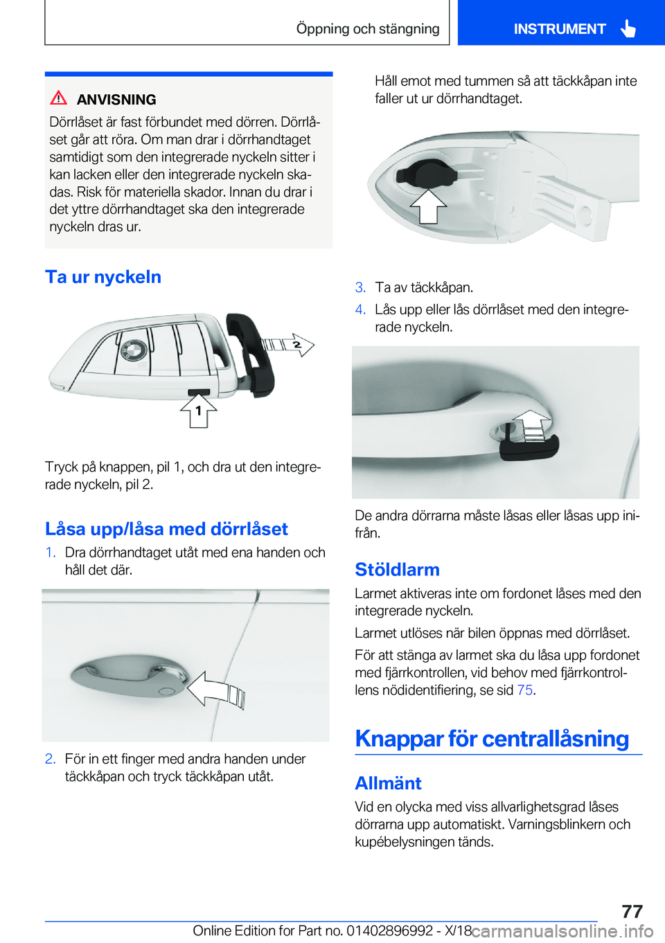 BMW Z4 2019  InstruktionsbÖcker (in Swedish) �A�N�V�I�S�N�I�N�G
�D�