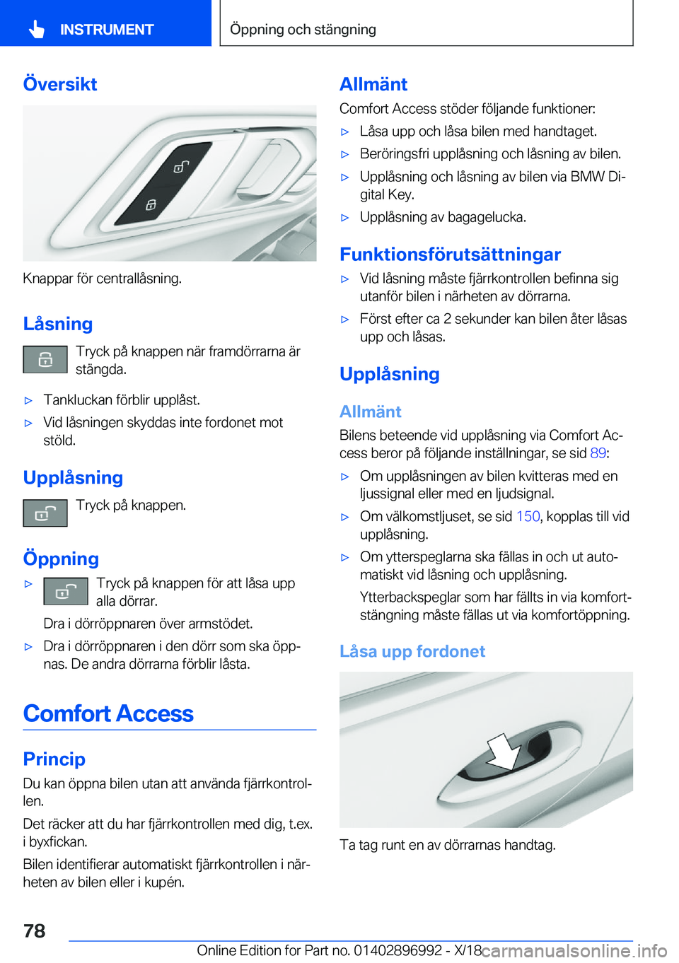 BMW Z4 2019  InstruktionsbÖcker (in Swedish) �