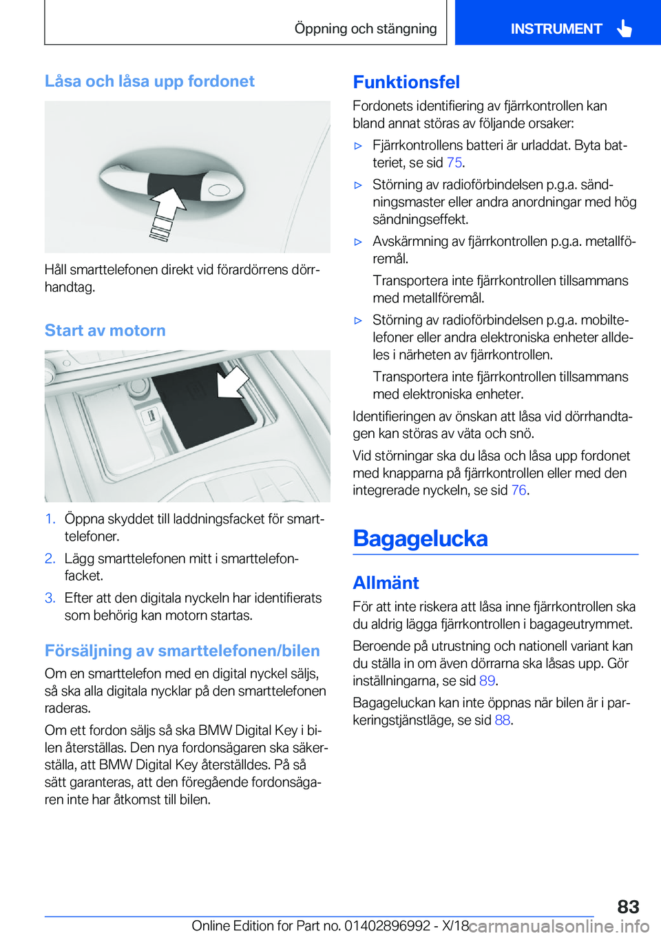 BMW Z4 2019  InstruktionsbÖcker (in Swedish) �L�å�s�a��o�c�h��l�å�s�a��u�p�p��f�o�r�d�o�n�e�t
�H�å�l�l��s�m�a�r�t�t�e�l�e�f�o�n�e�n��d�i�r�e�k�t��v�i�d��f�