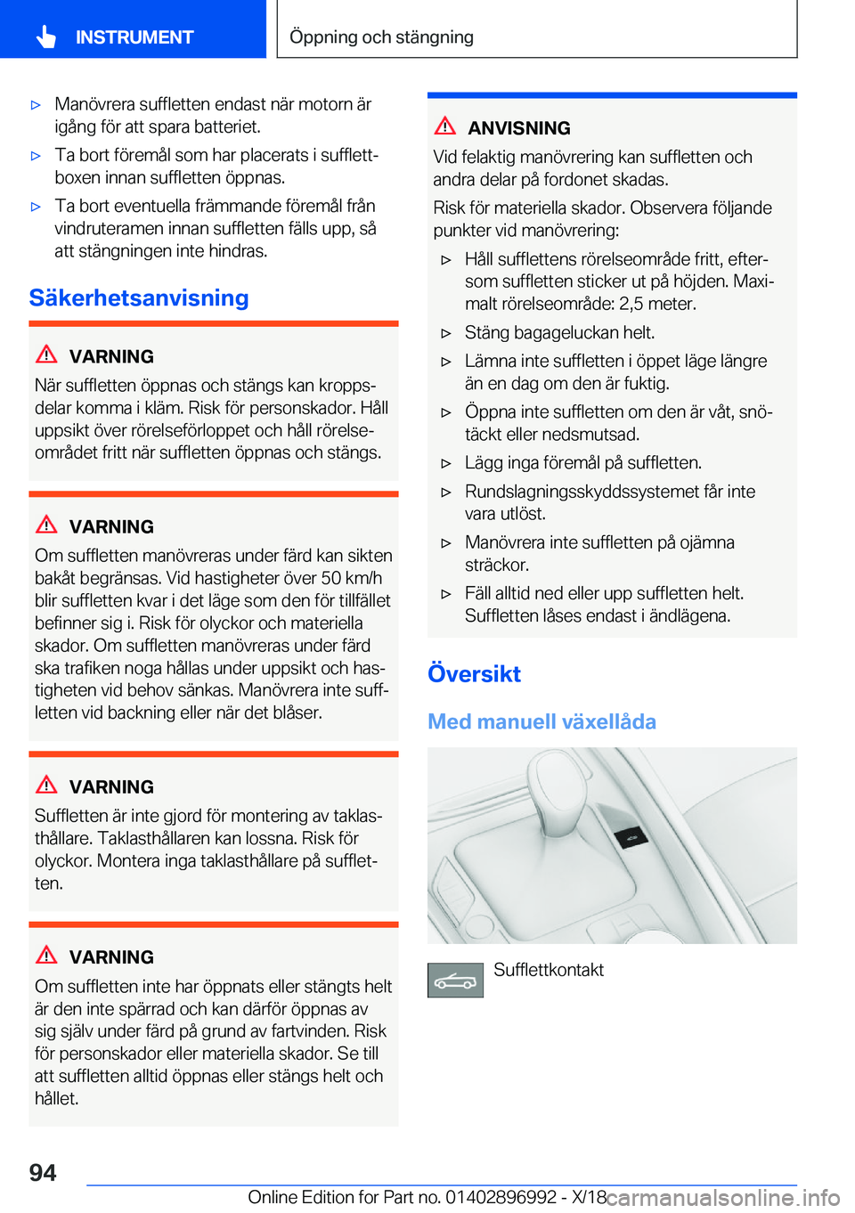 BMW Z4 2019  InstruktionsbÖcker (in Swedish) x�M�a�n�