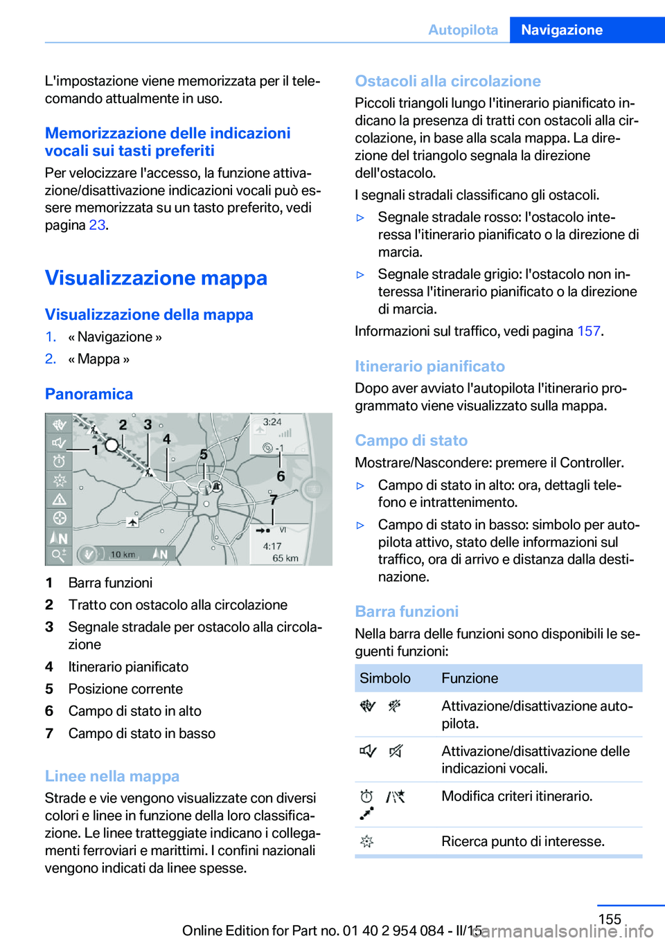 BMW Z4 2016 Libretti Di Uso E manutenzione (in Italian) L'impostazione viene memorizzata per il tele‐
comando attualmente in uso.
Memorizzazione delle indicazioni
vocali sui tasti preferiti
Per velocizzare l'accesso, la funzione attiva‐
zione/d BMW Z4 2016 Libretti Di Uso E manutenzione (in Italian) L'impostazione viene memorizzata per il tele‐
comando attualmente in uso.
Memorizzazione delle indicazioni
vocali sui tasti preferiti
Per velocizzare l'accesso, la funzione attiva‐
zione/d