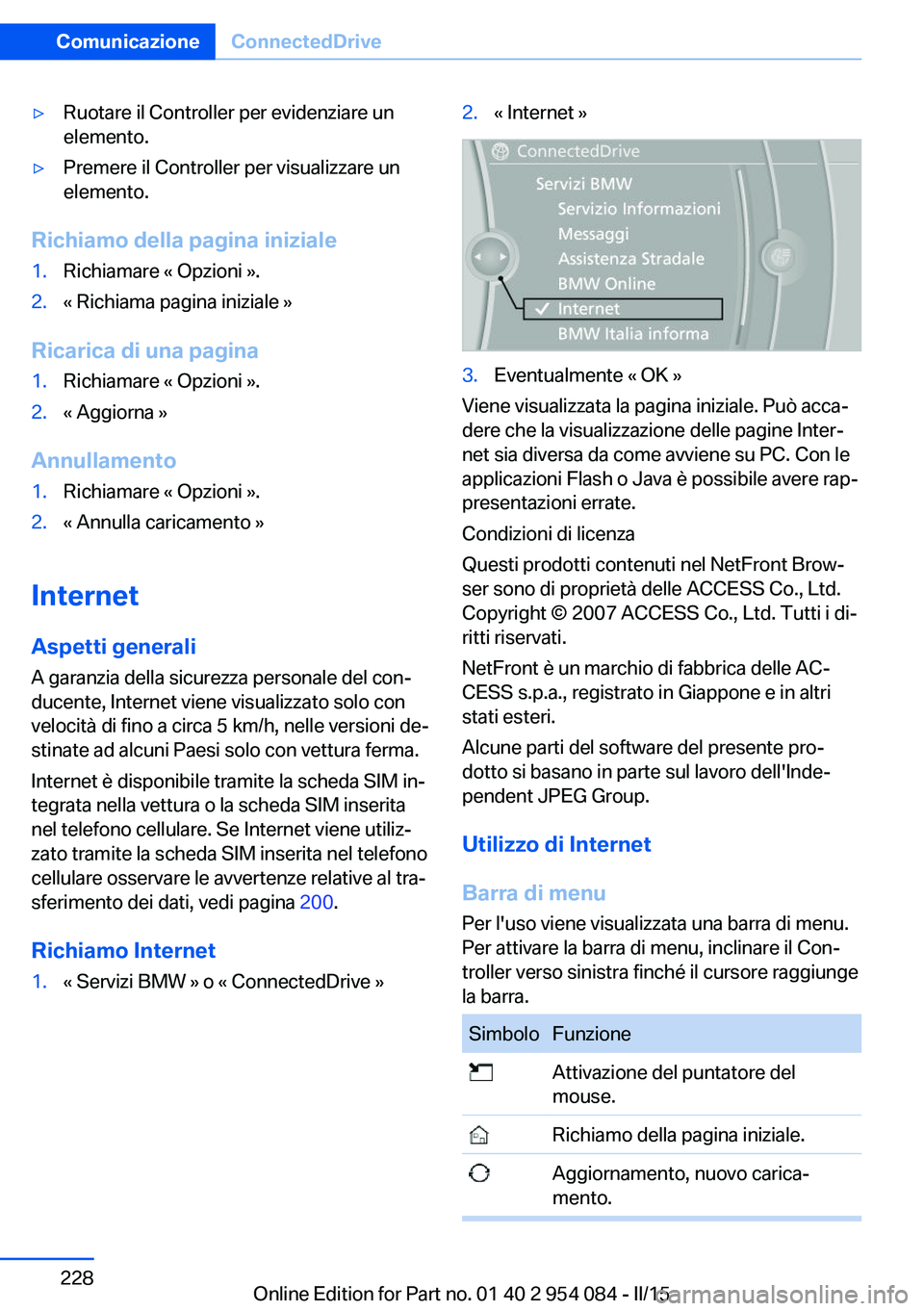 BMW Z4 2016 Libretti Di Uso E manutenzione (in Italian) ▷Ruotare il Controller per evidenziare un
elemento.▷Premere il Controller per visualizzare un
elemento.
Richiamo della pagina iniziale
1.Richiamare « Opzioni ».2.« Richiama pagina iniziale »
R BMW Z4 2016 Libretti Di Uso E manutenzione (in Italian) ▷Ruotare il Controller per evidenziare un
elemento.▷Premere il Controller per visualizzare un
elemento.
Richiamo della pagina iniziale
1.Richiamare « Opzioni ».2.« Richiama pagina iniziale »
R