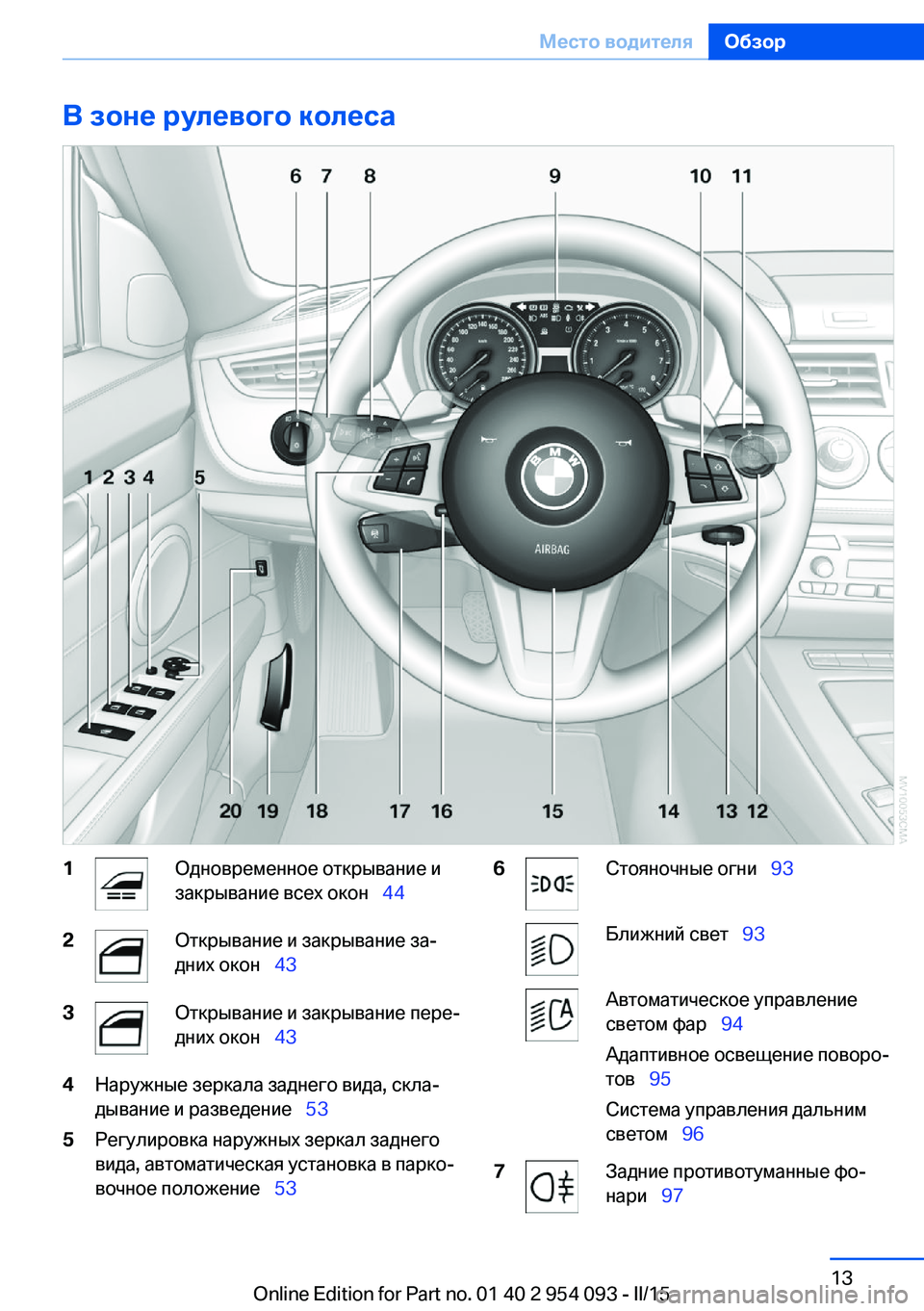 BMW Z4 2016 Руково В зоне рулевого колеса1Одновременное открывание и
закрывание всех окон 442Открывание и закрывание за‐
дни BMW Z4 2016 Руково В зоне рулевого колеса1Одновременное открывание и
закрывание всех окон 442Открывание и закрывание за‐
дни