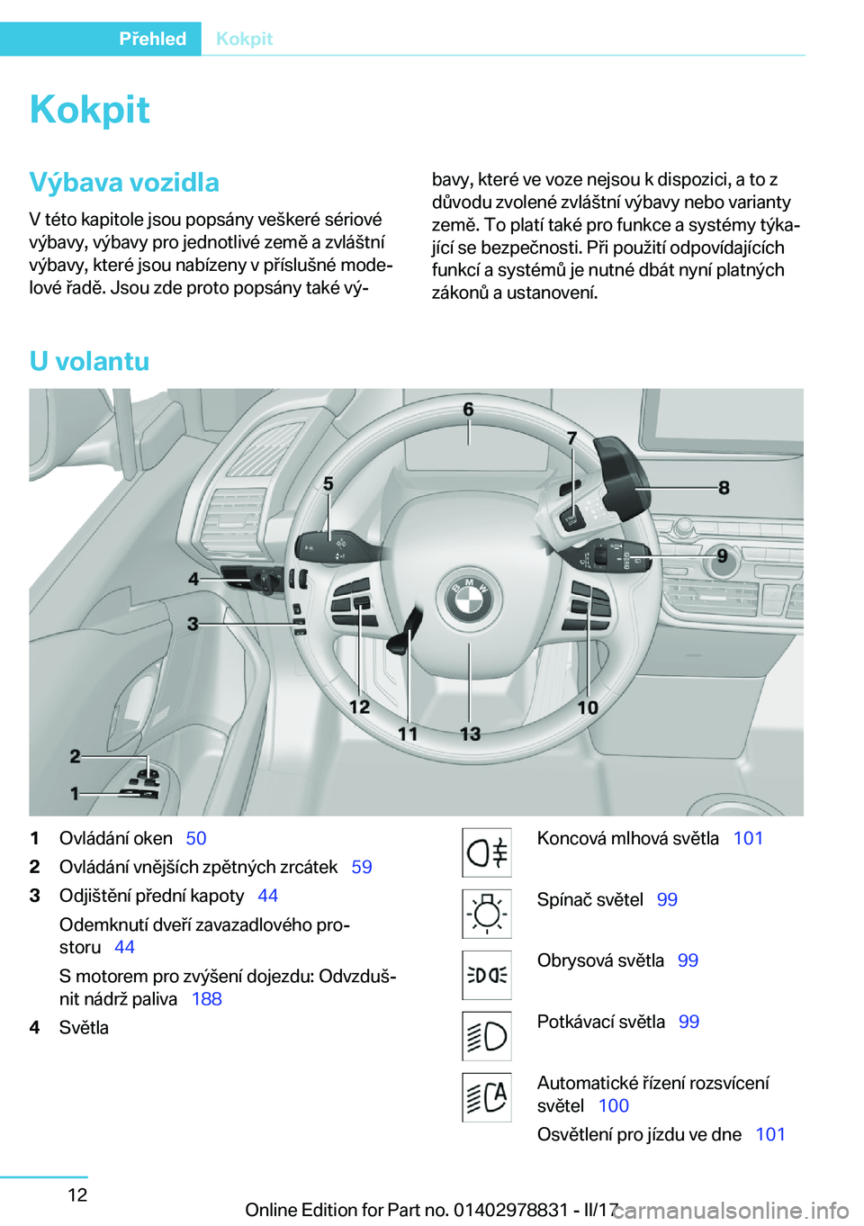 BMW I3 2017  Návod na použití (in Czech) �K�o�k�p�i�t�V�