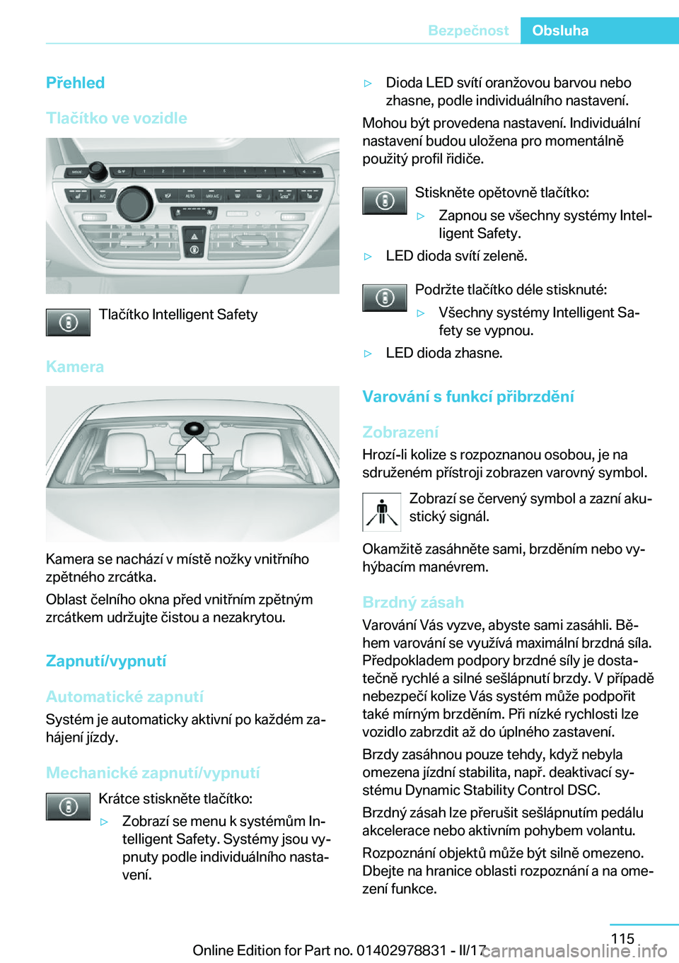 BMW I3 2017  Návod na použití (in Czech) �P�e�h�l�e�d
�T�l�a�č�