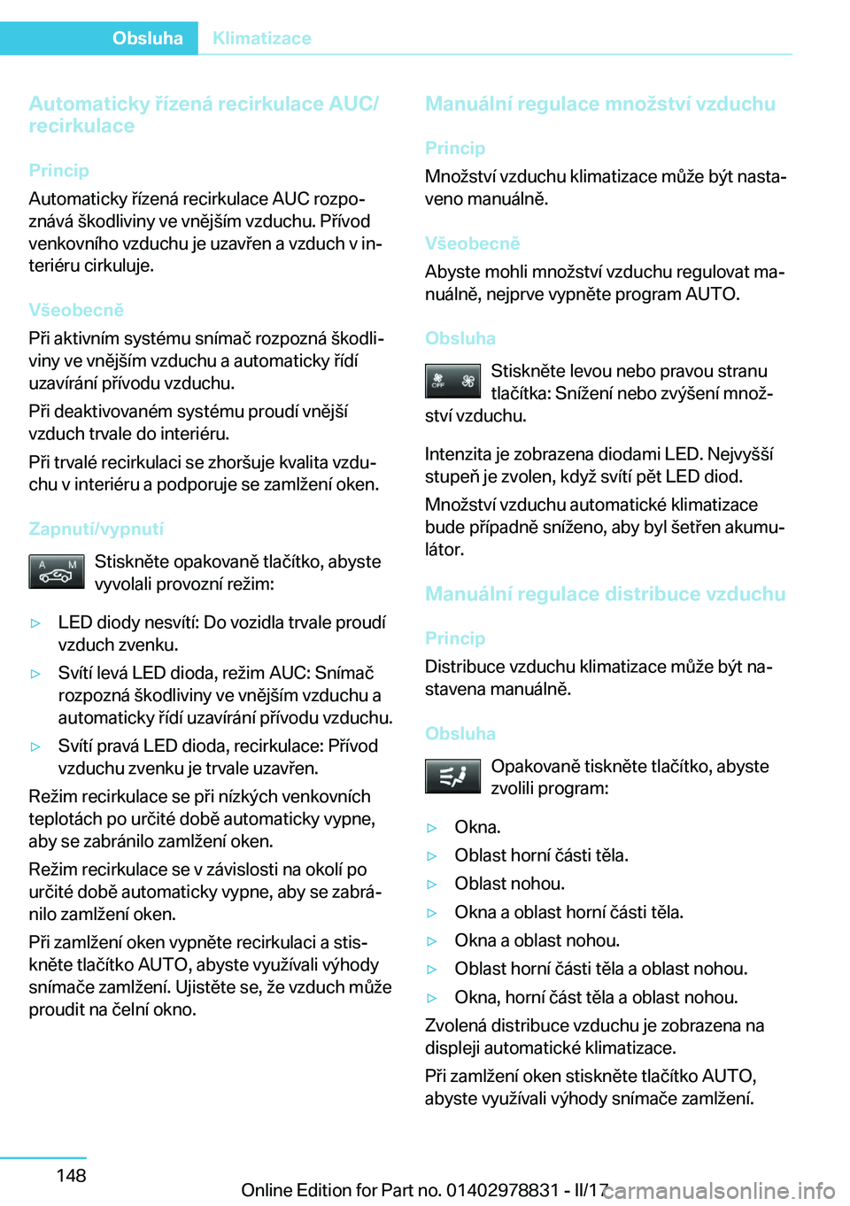 BMW I3 2017  Návod na použití (in Czech) �A�u�t�o�m�a�t�i�c�k�y��
